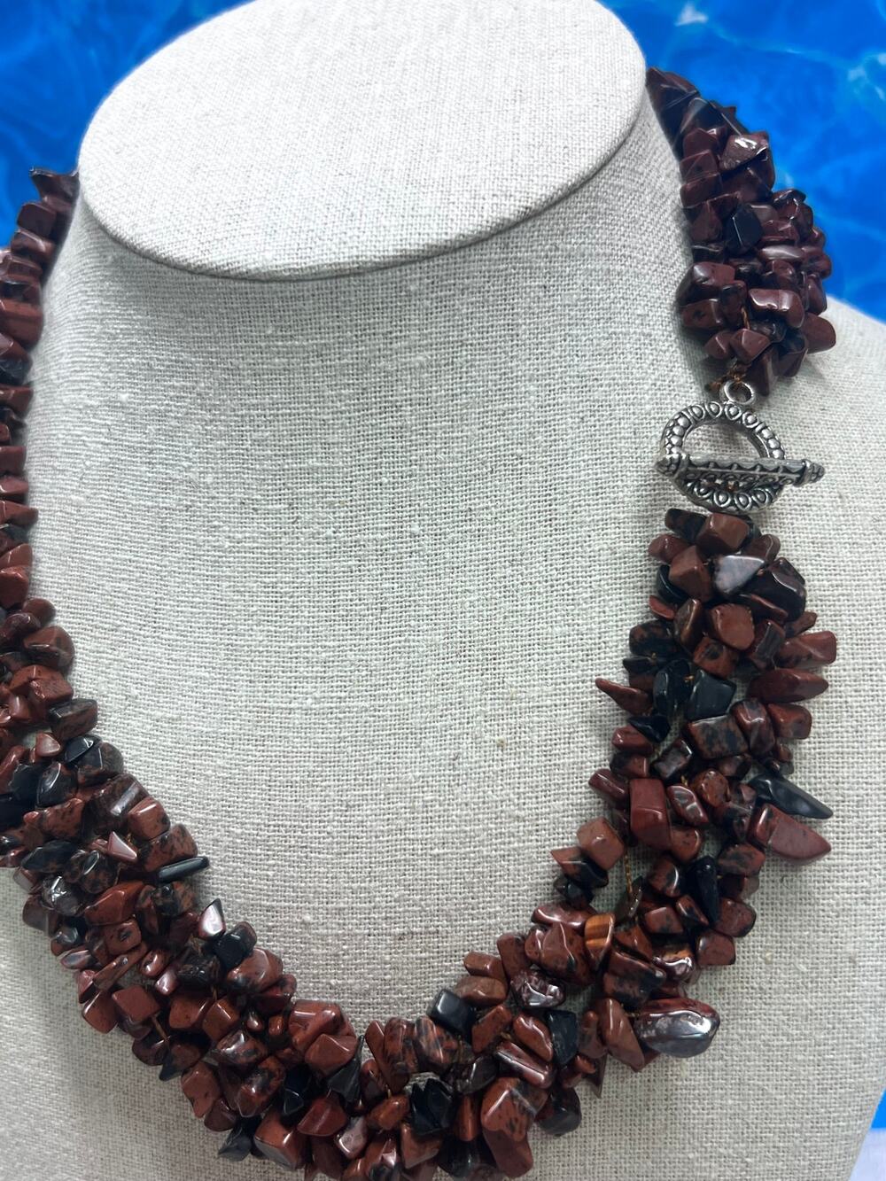 Mahogany Obsidian Three Layer Statement Necklace